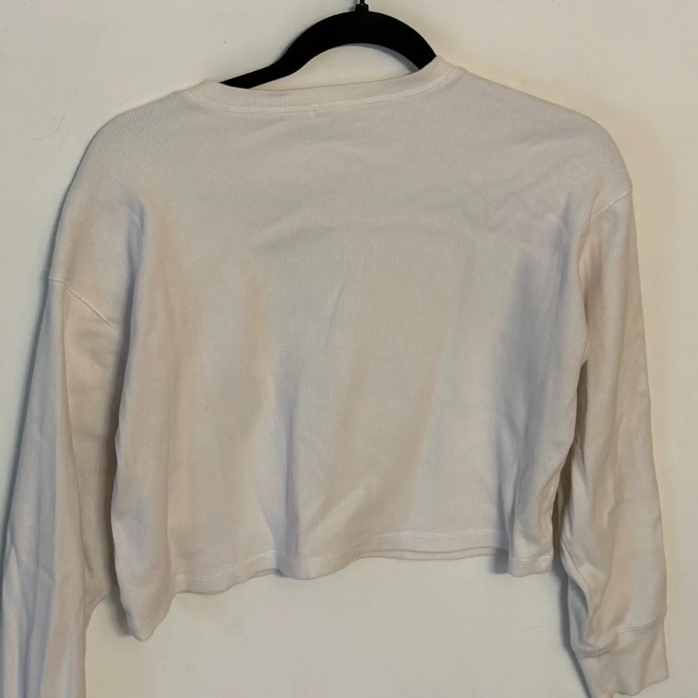 Wilfred Free White Ribbed Cropped Long Sleeve Top Size S - Picture 7 of 7
